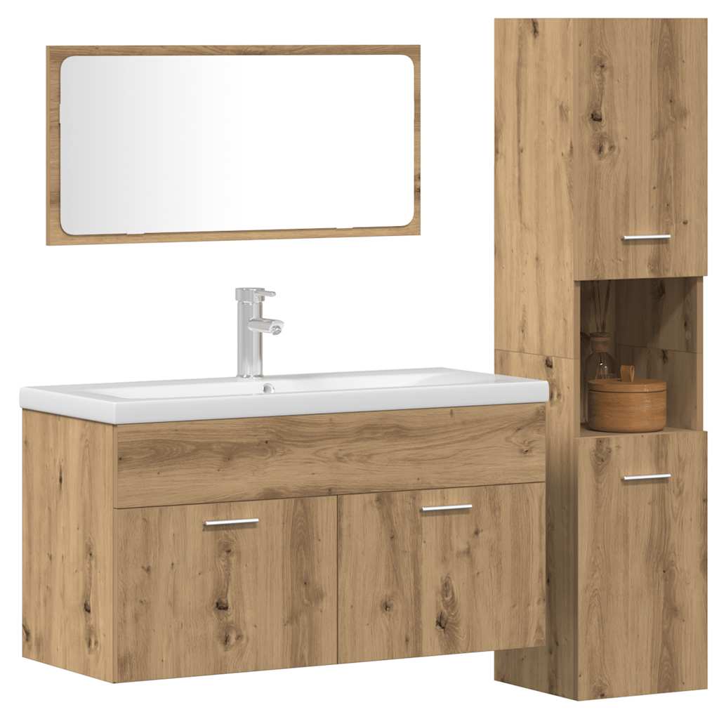 3-tlg. Badmöbel-Set Artisan-Eiche Holzwerkstoff
