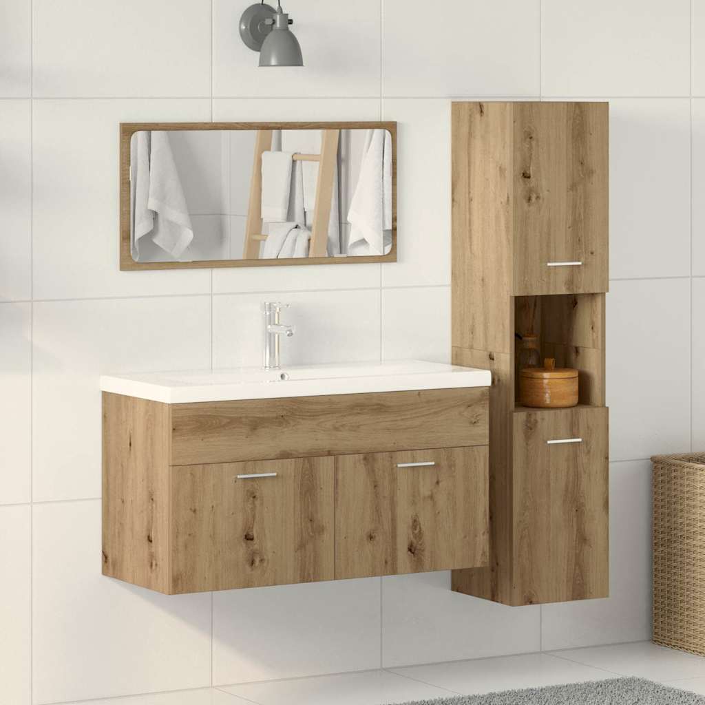 3-tlg. Badmöbel-Set Artisan-Eiche Holzwerkstoff