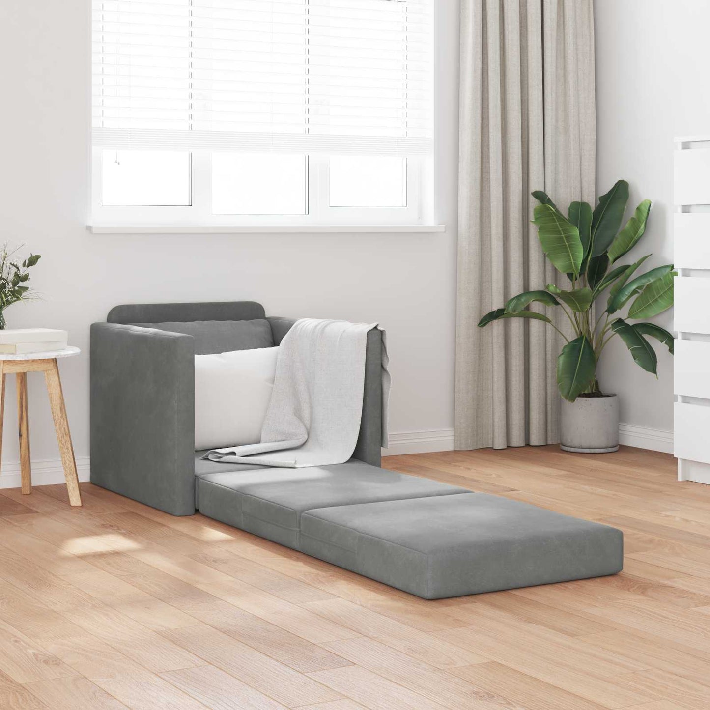 Schlafsofa Dunkelgrau 74 x 77 x 81 cm Samt