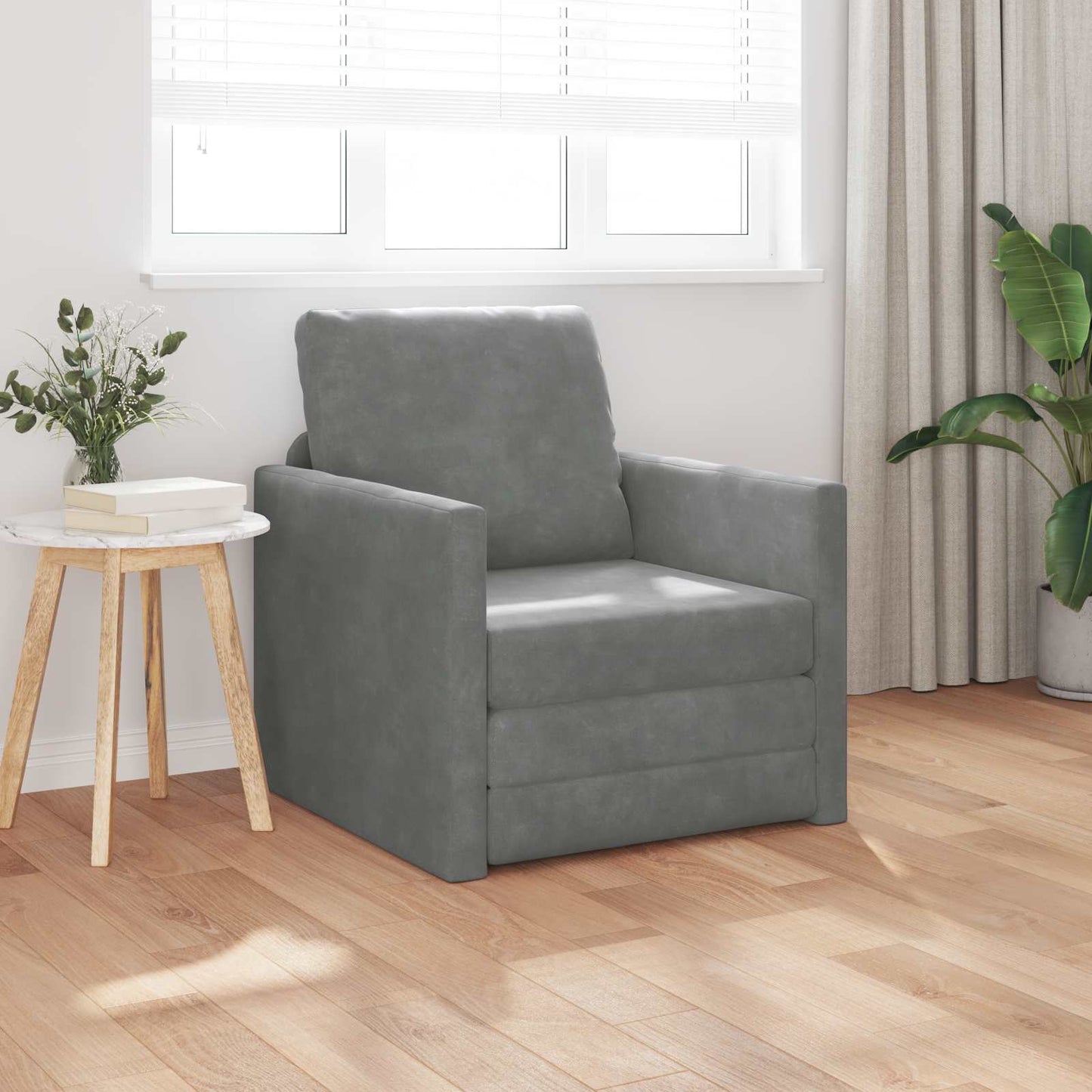 Schlafsofa Dunkelgrau 74 x 77 x 81 cm Samt