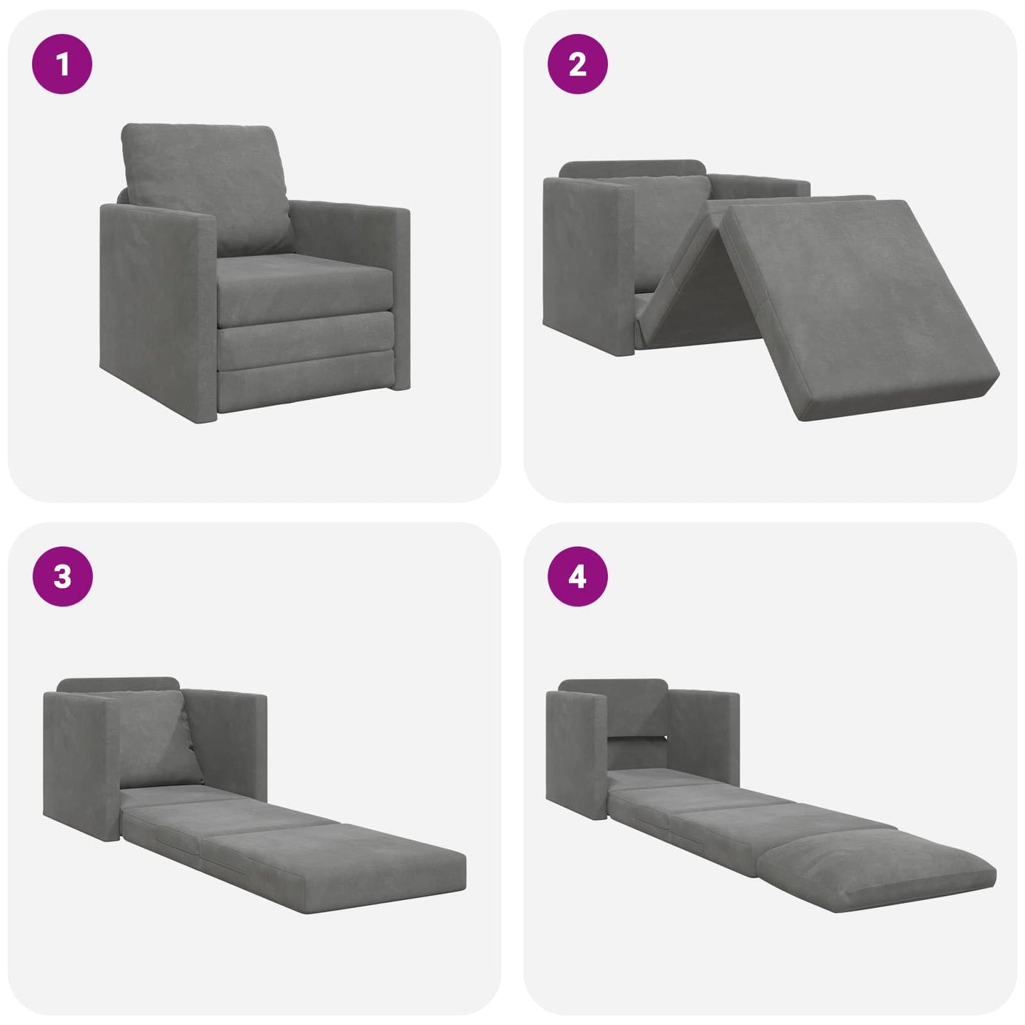 Schlafsofa Dunkelgrau 74 x 77 x 81 cm Samt