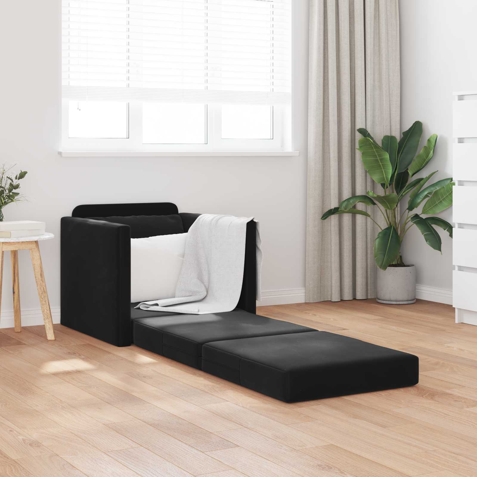Schlafsofa Schwarz 74 x 77 x 81 cm Samt