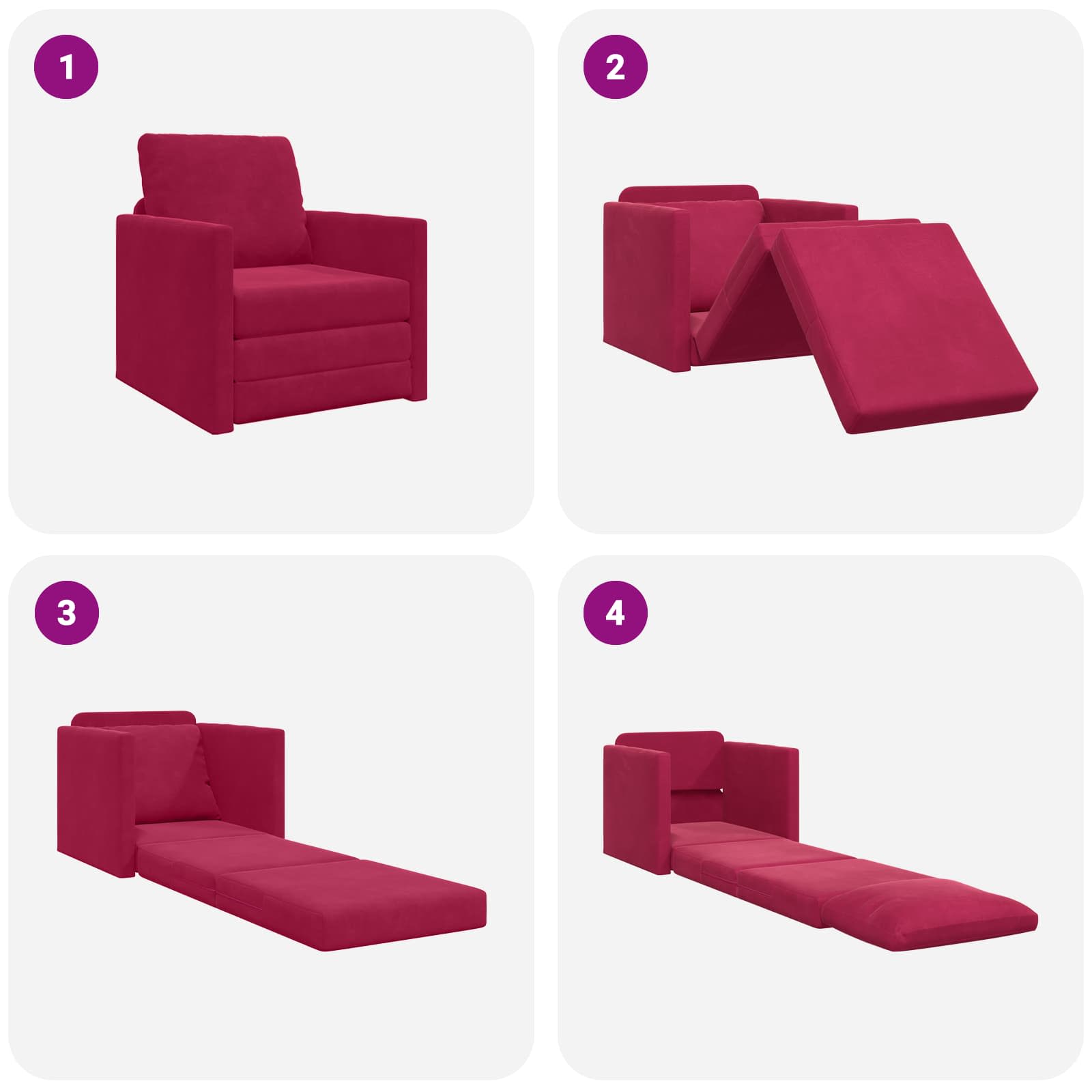 Schlafsofa Weinrot 74 x 77 x 81 cm Samt
