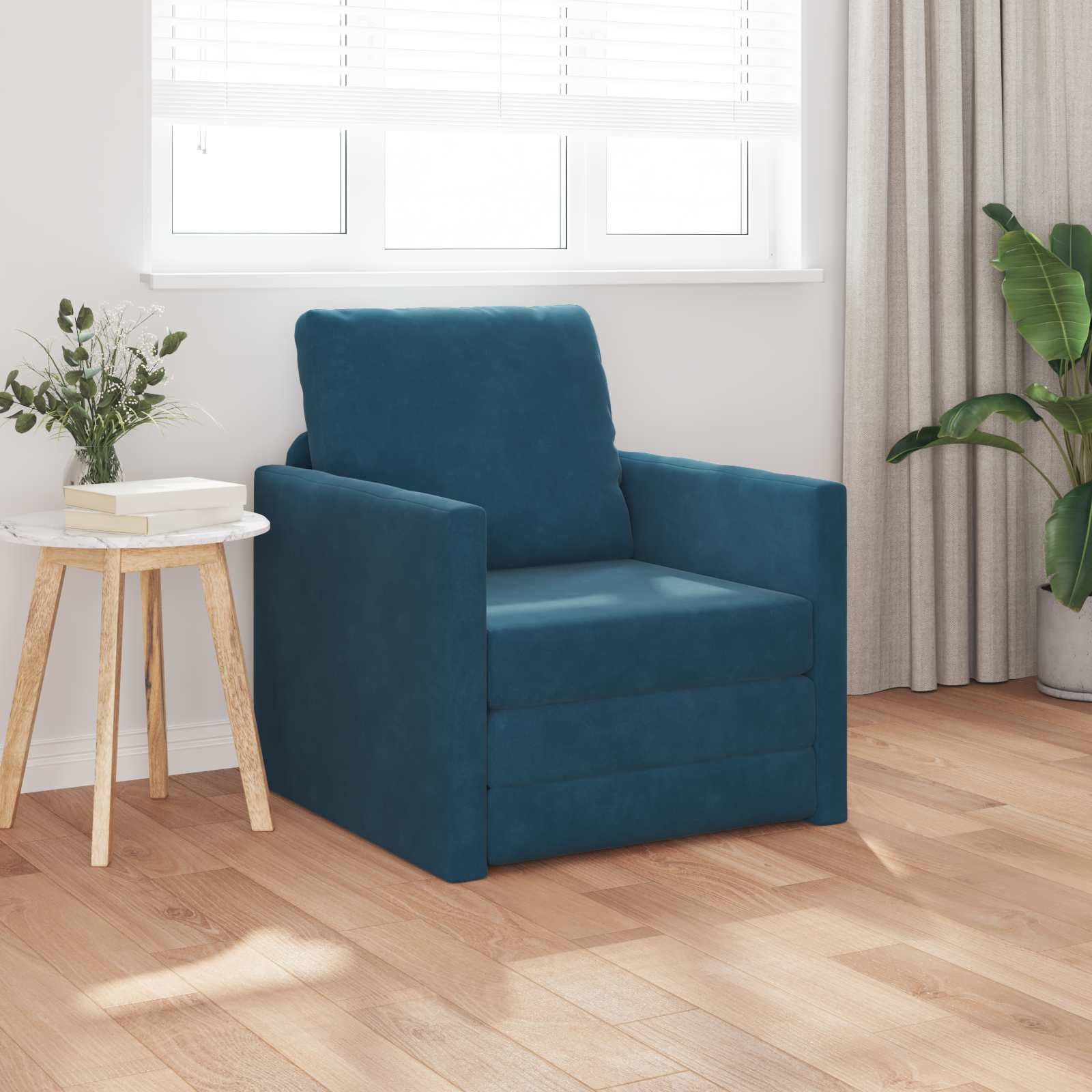 Schlafsofa Blau 74 x 77 x 81 cm Samt