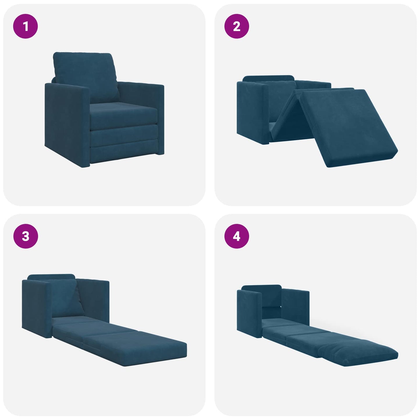 Schlafsofa Blau 74 x 77 x 81 cm Samt