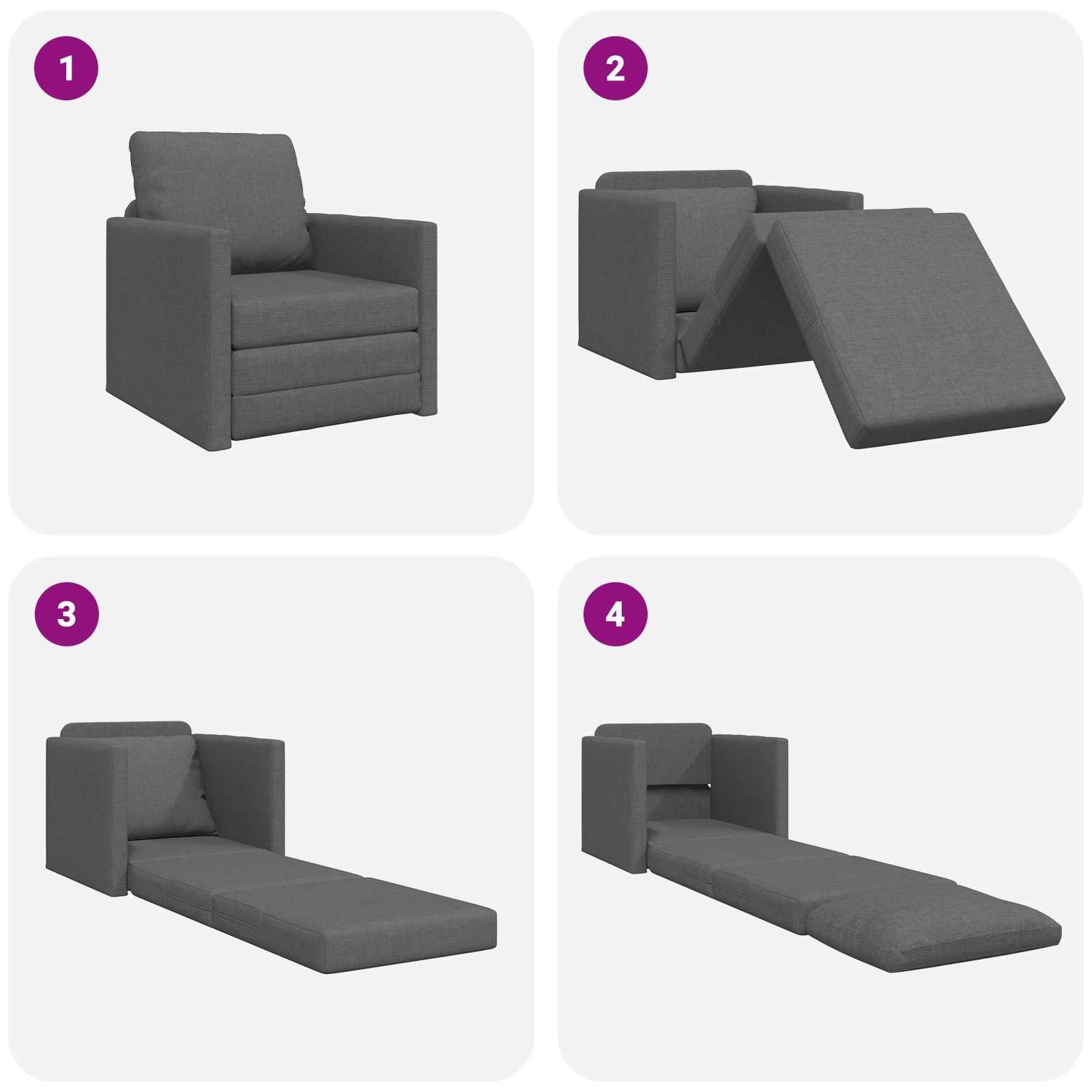 Schlafsofa 60cm Dunkelgrau Stoff