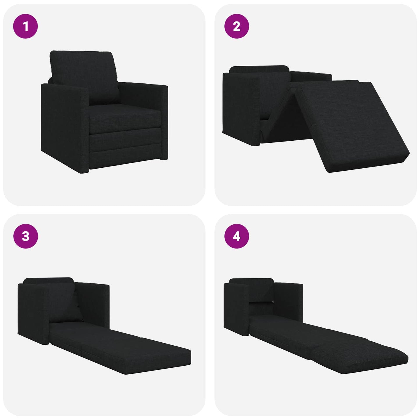 Schlafsofa Schwarz 74 x 77 x 81 cm Stoff
