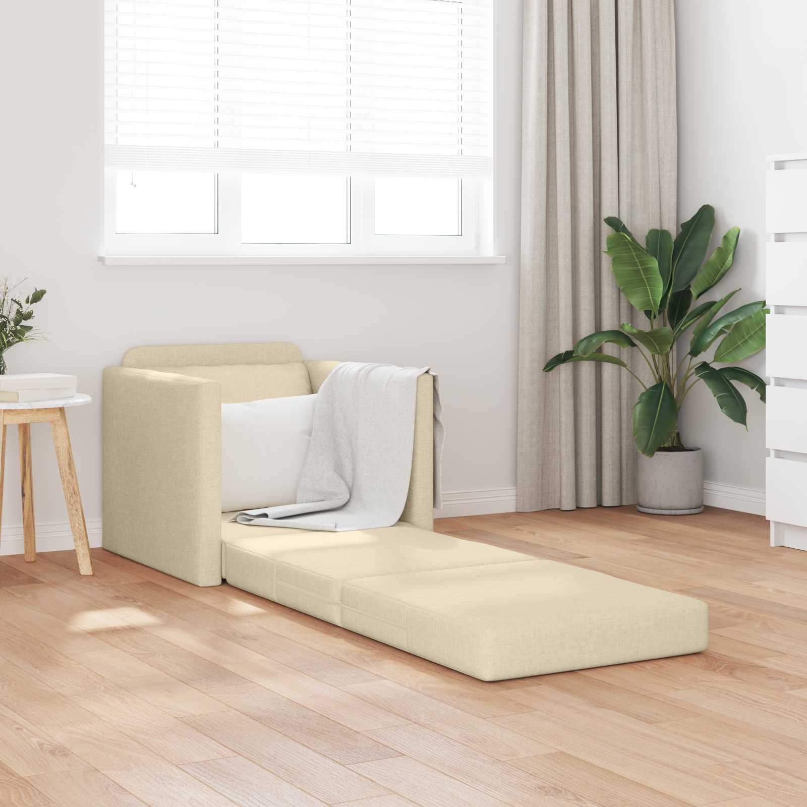 Schlafsofa Creme 74 x 77 x 81 cm Stoff