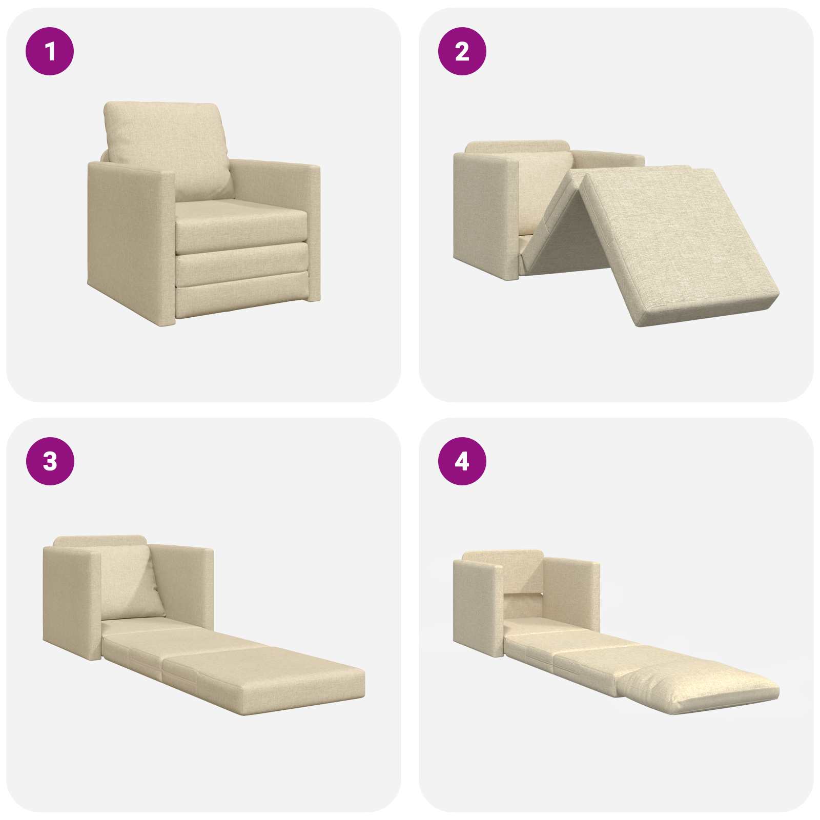 Schlafsofa Creme 74 x 77 x 81 cm Stoff
