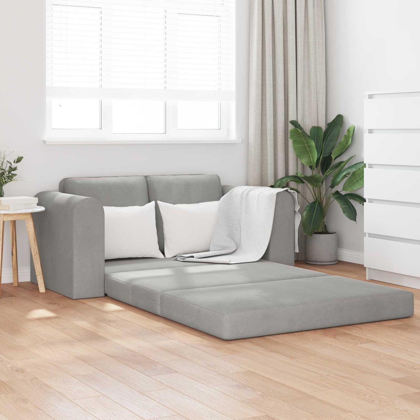 Schlafsofa Hellgrau 148 x 71 x 83 cm Samt