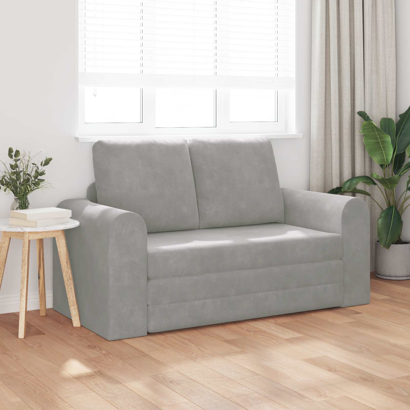 Schlafsofa Hellgrau 148 x 71 x 83 cm Samt