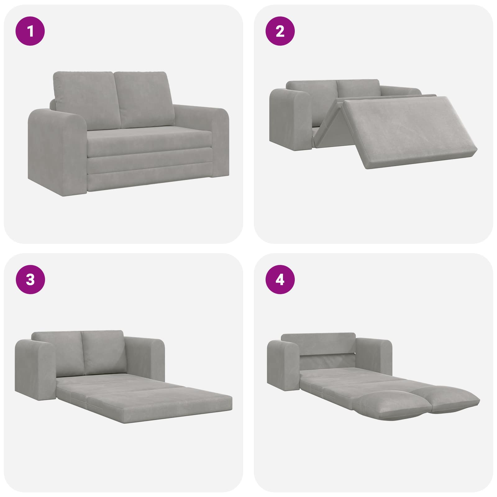 Schlafsofa Hellgrau 148 x 71 x 83 cm Samt