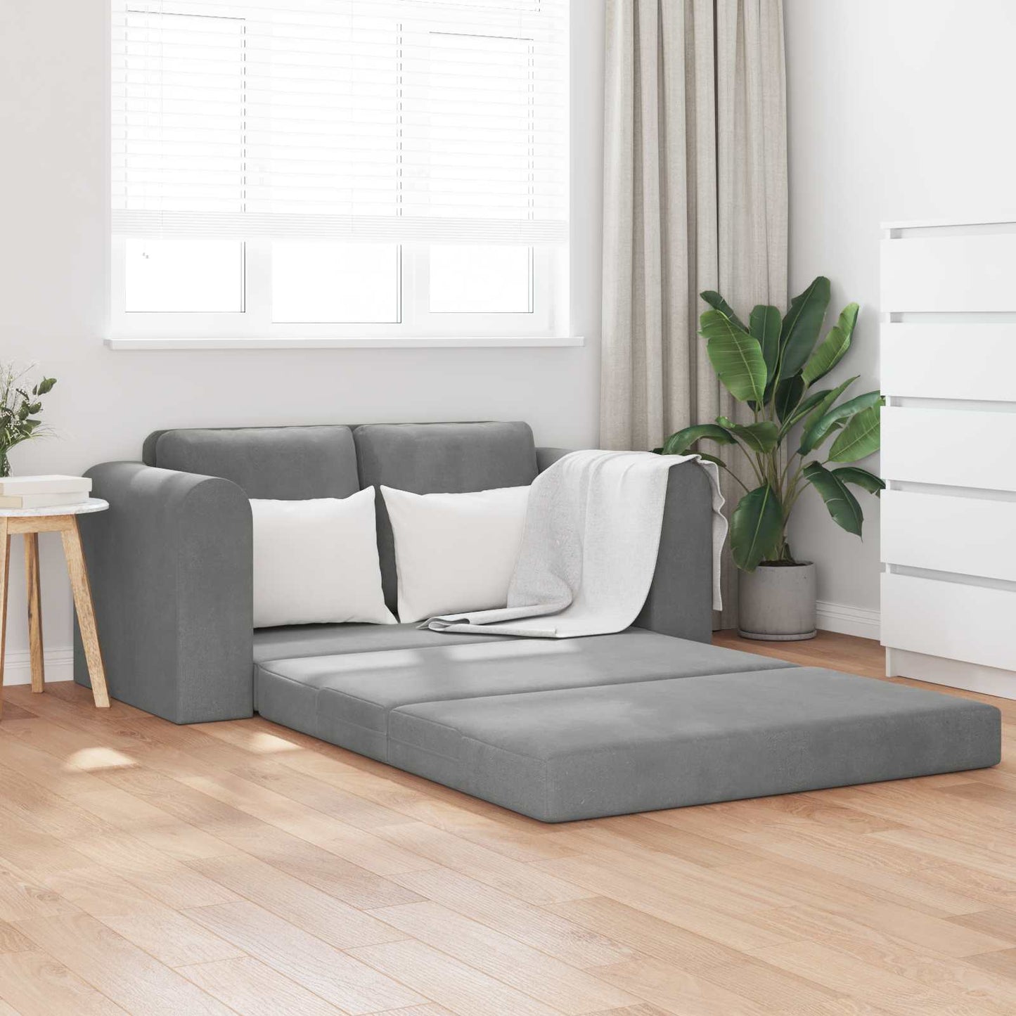 Schlafsofa Dunkelgrau 148 x 71 x 83 cm Samt