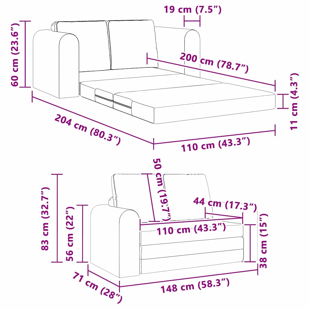 Schlafsofa Dunkelgrau 148 x 71 x 83 cm Samt
