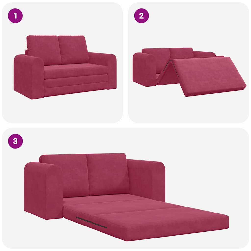 Sofa Bett Weinrot 148 x 71 x 83 cm Samt