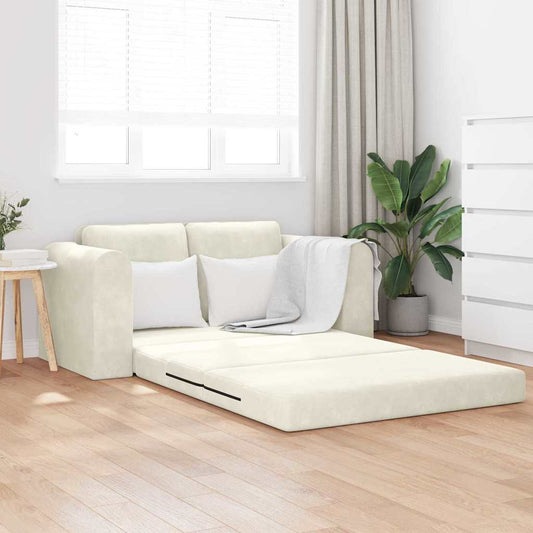 Sofa Bett Creme 148 x 71 x 83 cm Samt