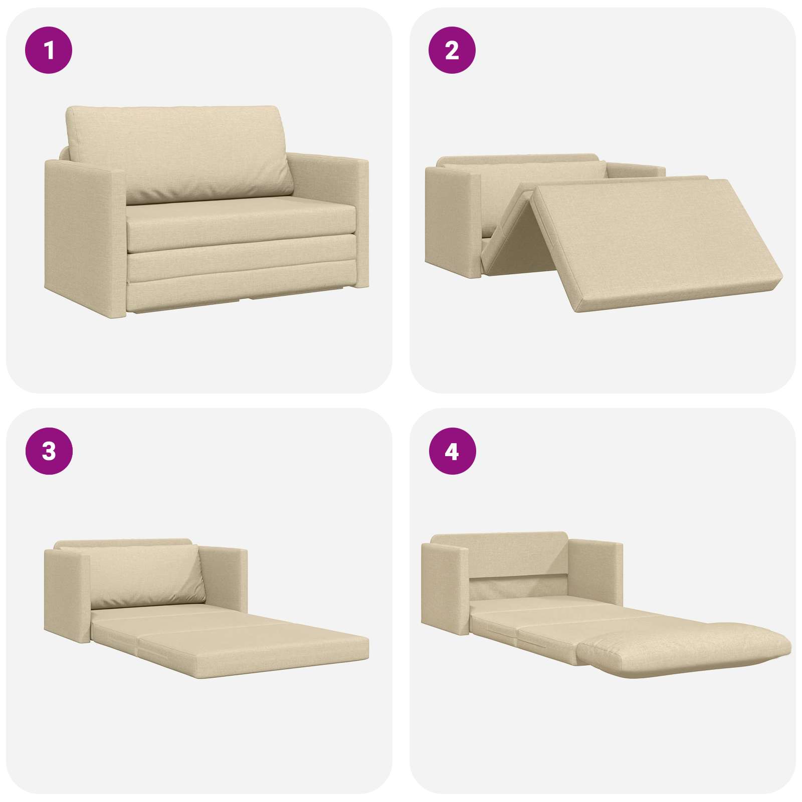 Schlafsofa 110cm Creme Stoff