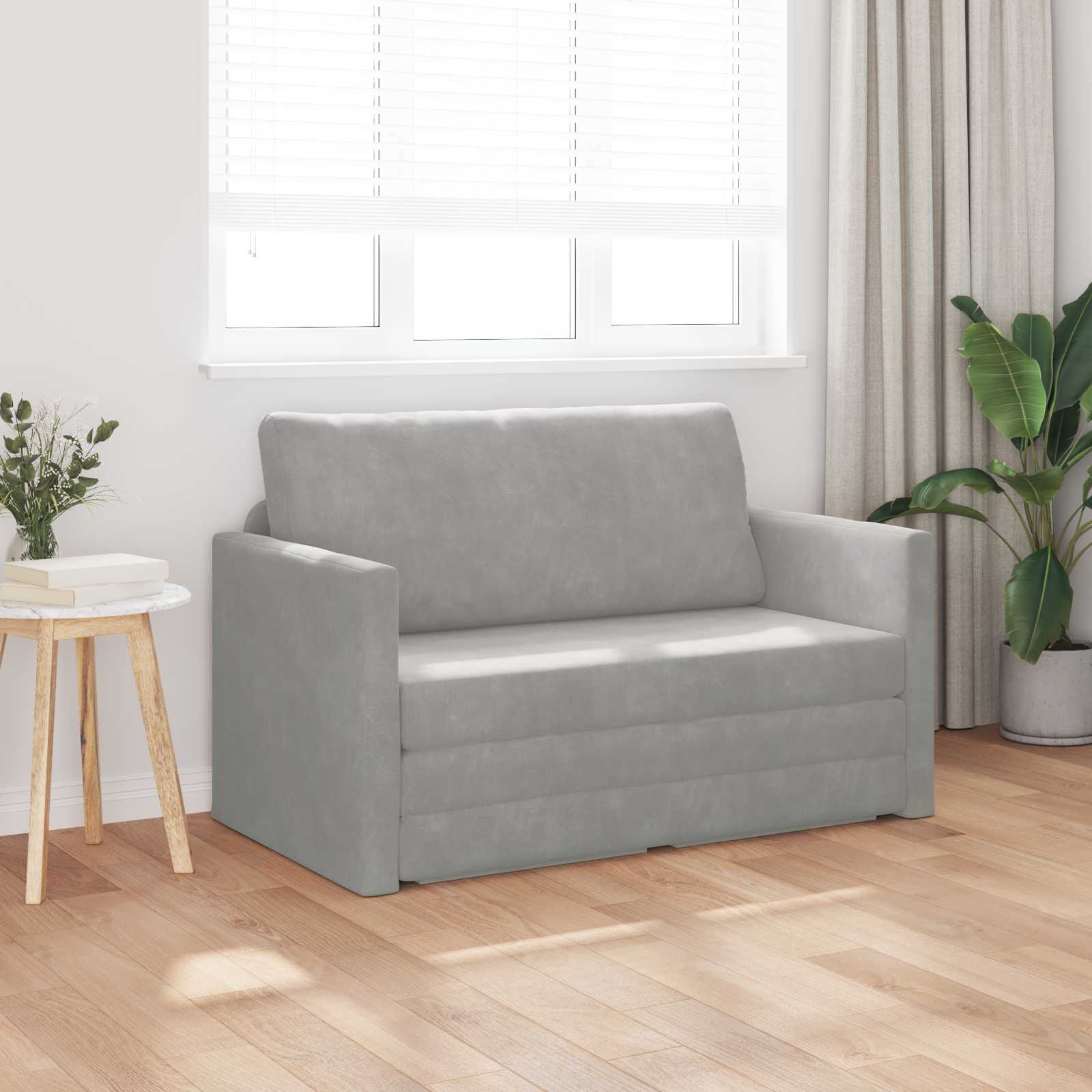 Schlafsofa Hellgrau 124 x 71 x 78 cm Samt
