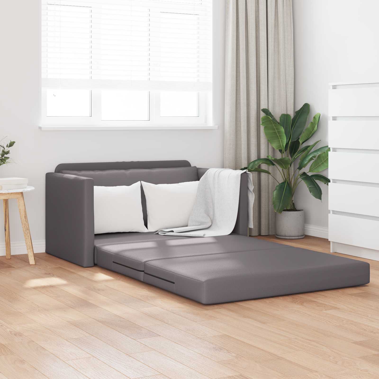 Schlafsofa Grau 124 x 71 x 78 cm Kunstleder
