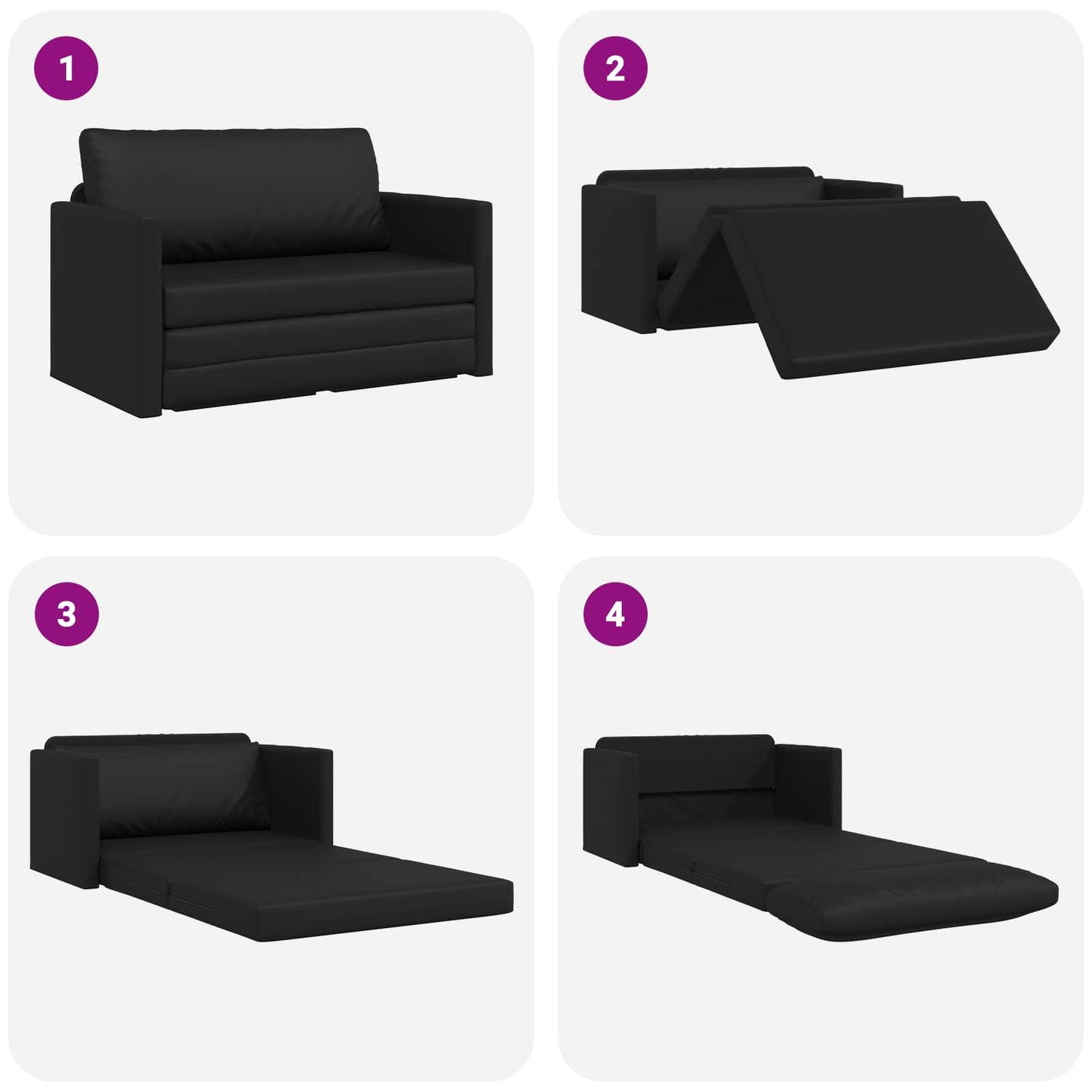 Schlafsofa Schwarz 124 x 71 x 78 cm Kunstleder