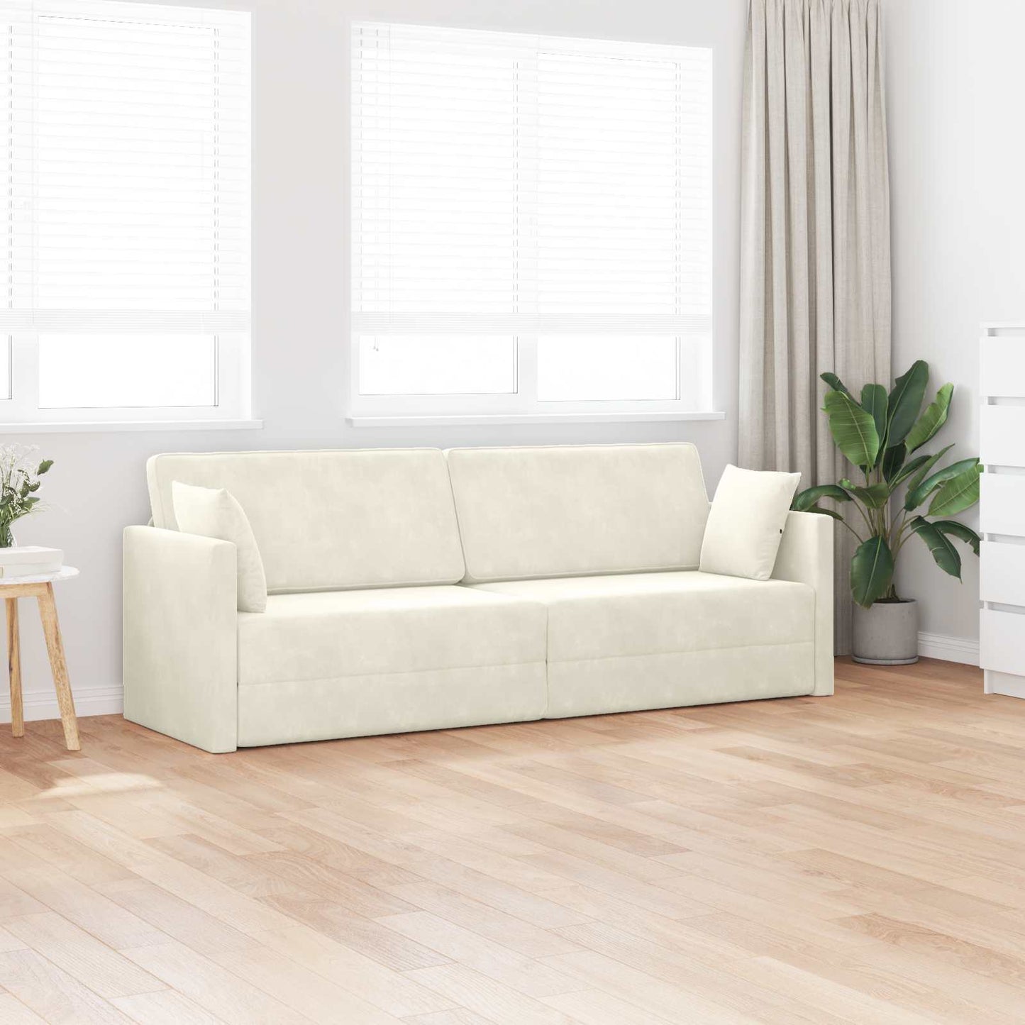 Boden-Sofa-Bett Creme 213 x 70 x 77 cm Samt