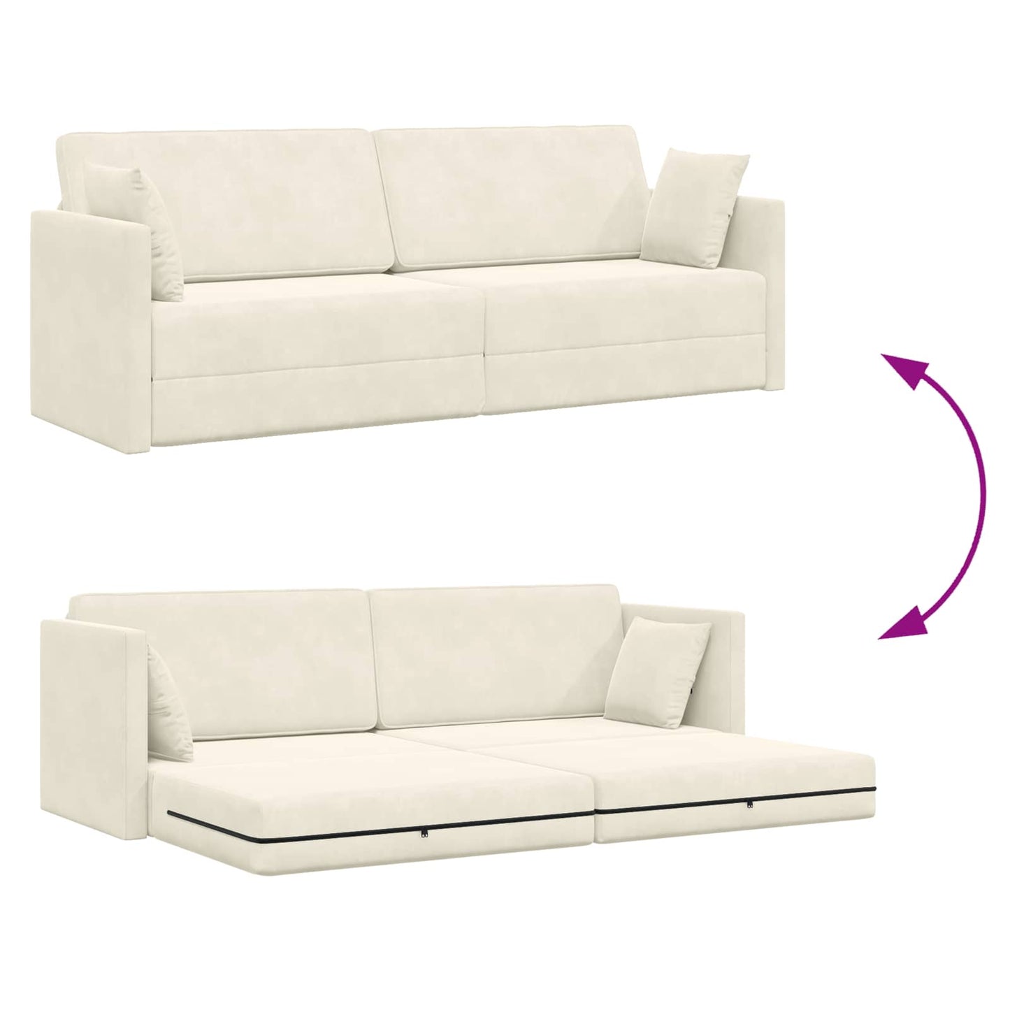 Boden-Sofa-Bett Creme 213 x 70 x 77 cm Samt
