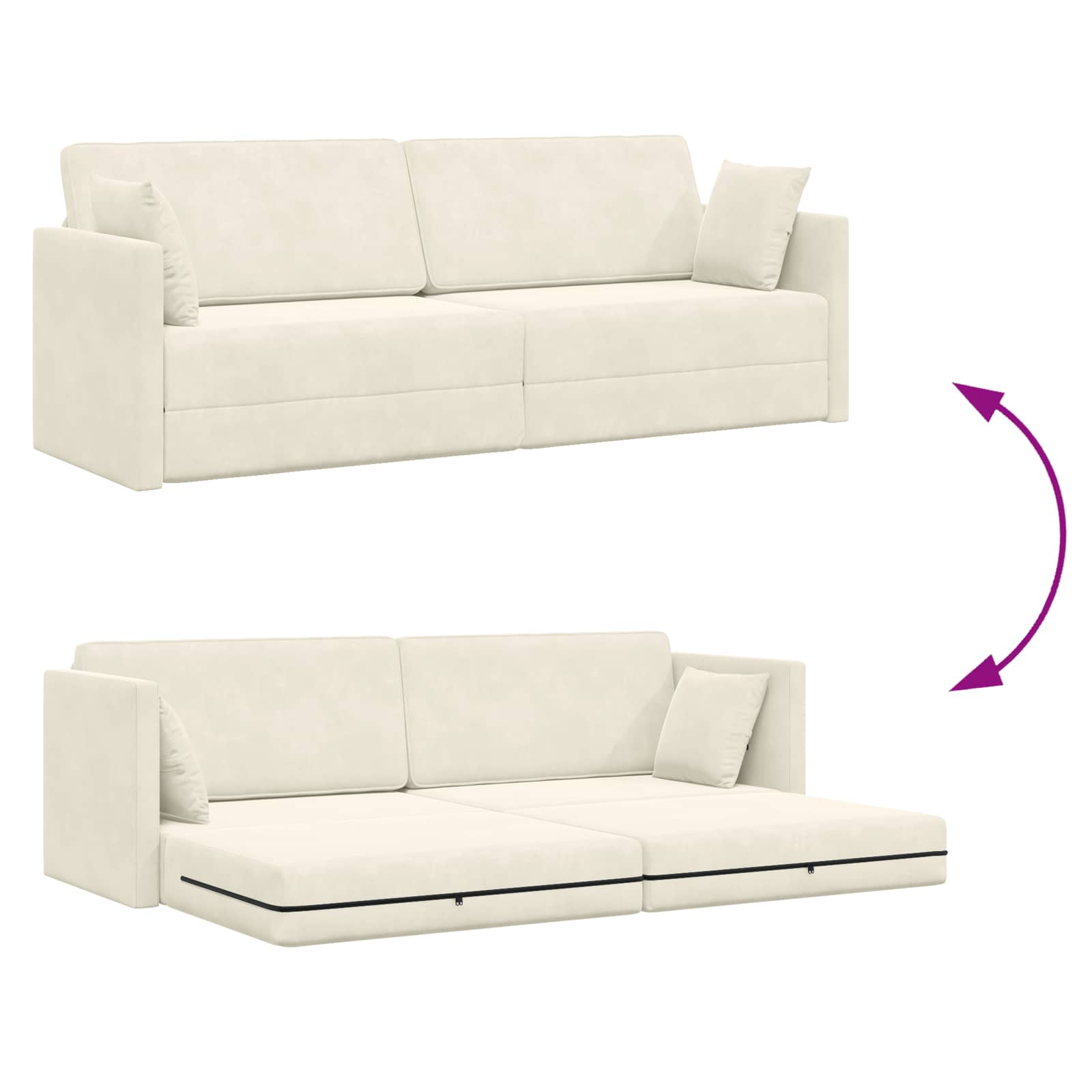 Boden-Sofa-Bett Creme 213 x 70 x 77 cm Samt