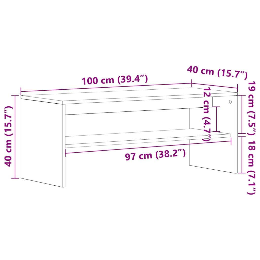 Meuble TV chêne Sonoma 100x40x40 cm matériau bois
