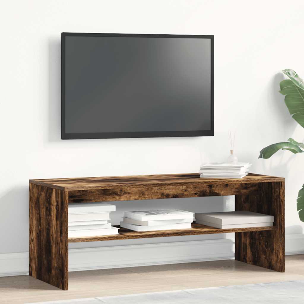 Meuble TV chêne fumé 100x40x40 cm matériau bois