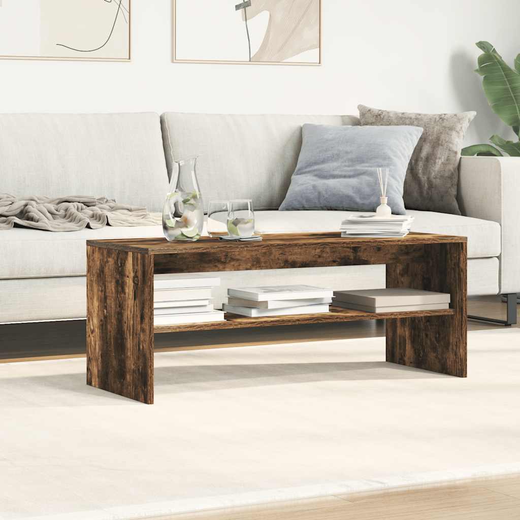 Meuble TV chêne fumé 100x40x40 cm matériau bois