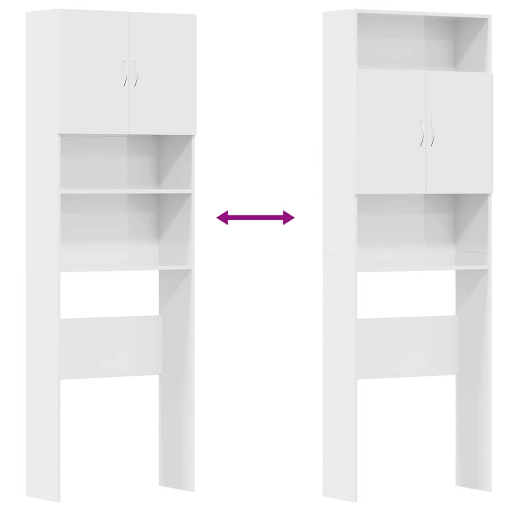 Waschmaschinenschrank Hochglanz-Weiß 64x24x190 cm Holzwerkstoff