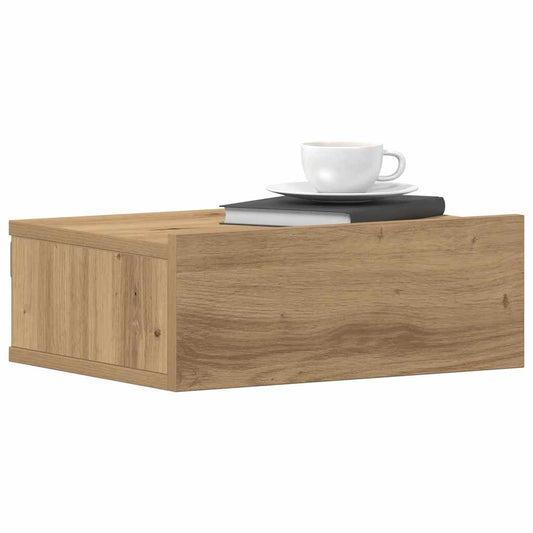 Tables de chevet suspendues, lot de 2, chêne artisanal, 40 x 32 x 15 cm