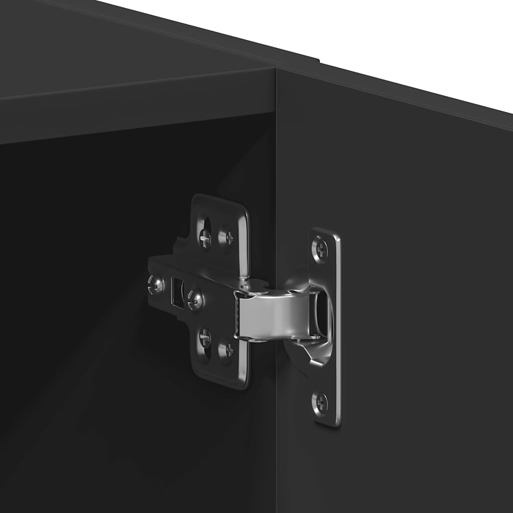 Meuble pour machine à laver noir 64x24x190 cm en matériau à base de bois