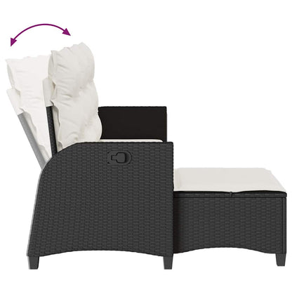 3tlg. Garten-Sofagarnitur mit Kissen L-Form Schwarz Poly Rattan