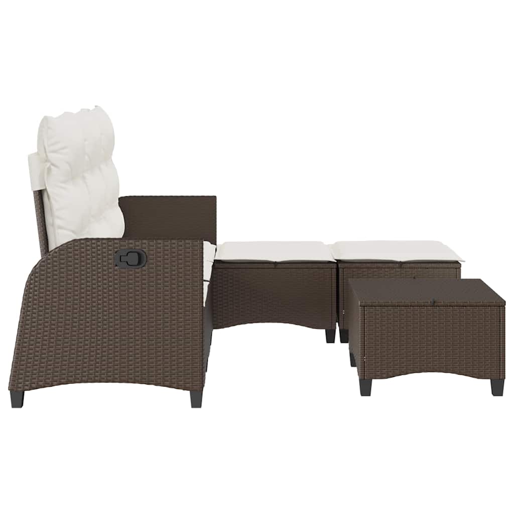 3-tlg. Garten-Sofagarnitur mit Kissen L-Form Braun Poly Rattan