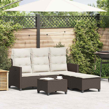3-tlg. Garten-Sofagarnitur mit Kissen L-Form Braun Poly Rattan