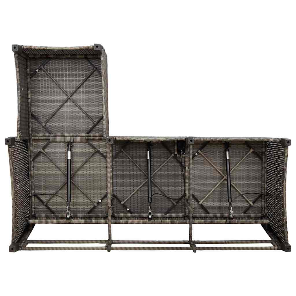 3-tlg. Garten-Sofagarnitur mit Kissen L-Form Grau Poly Rattan