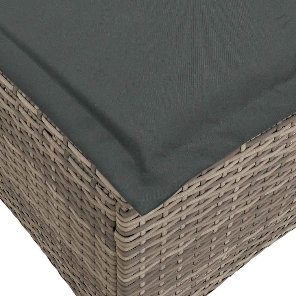 3-tlg. Garten-Sofagarnitur mit Kissen L-Form Grau Poly Rattan