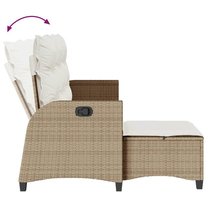 3-tlg. Garten-Sofagarnitur mit Kissen L-Form Beige Poly Rattan