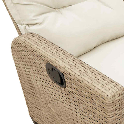 3-tlg. Garten-Sofagarnitur mit Kissen L-Form Beige Poly Rattan