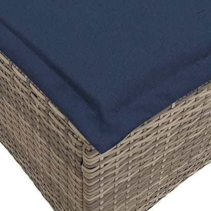 3-tlg. Garten-Sofagarnitur mit Kissen L-Form Grau Poly Rattan
