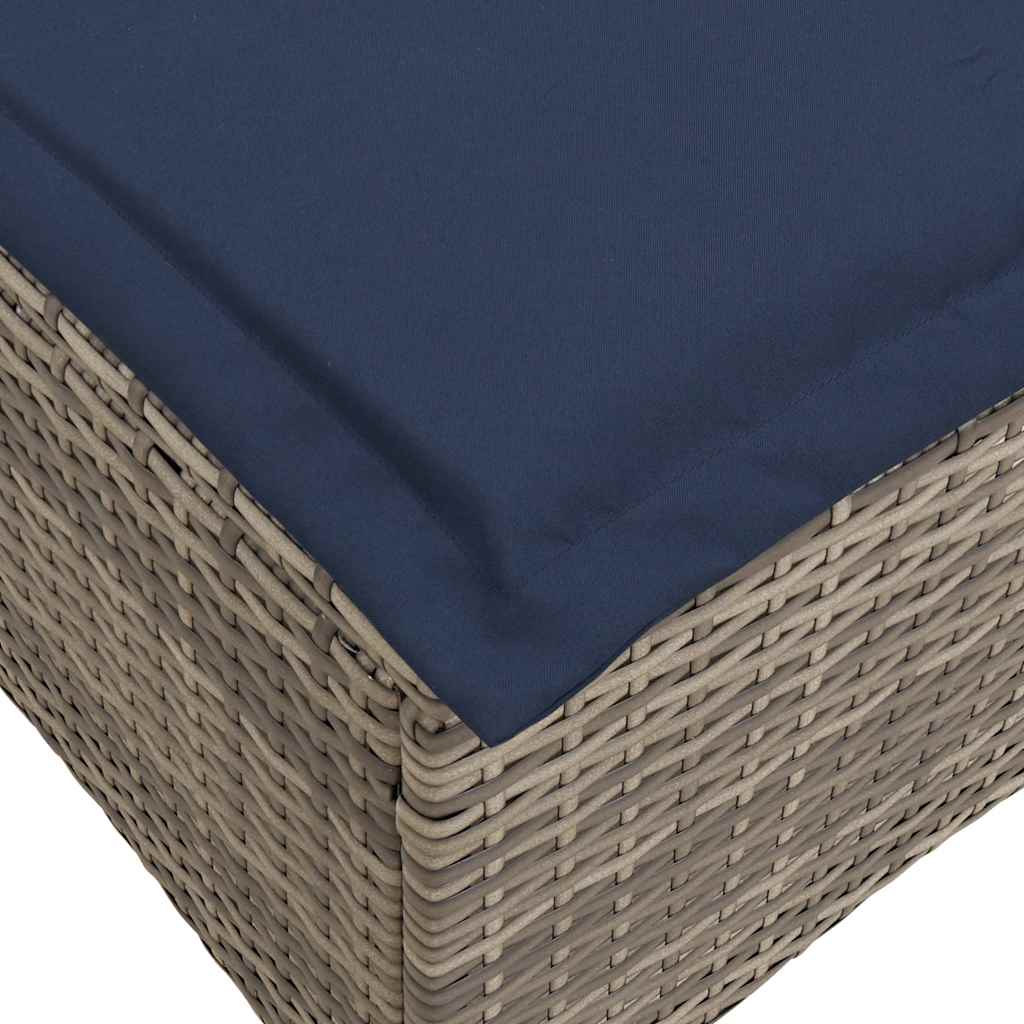 3-tlg. Garten-Sofagarnitur mit Kissen L-Form Grau Poly Rattan