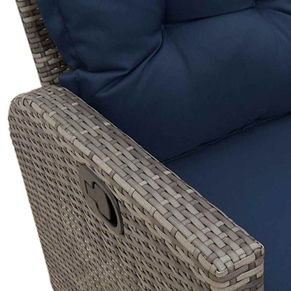 3-tlg. Garten-Sofagarnitur mit Kissen L-Form Grau Poly Rattan