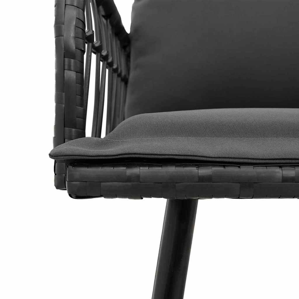Garten Essgruppe 2 stk. Schwarz Poly-Rattan