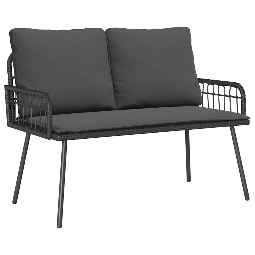 Garten Essgruppe 2 stk. Schwarz Poly-Rattan