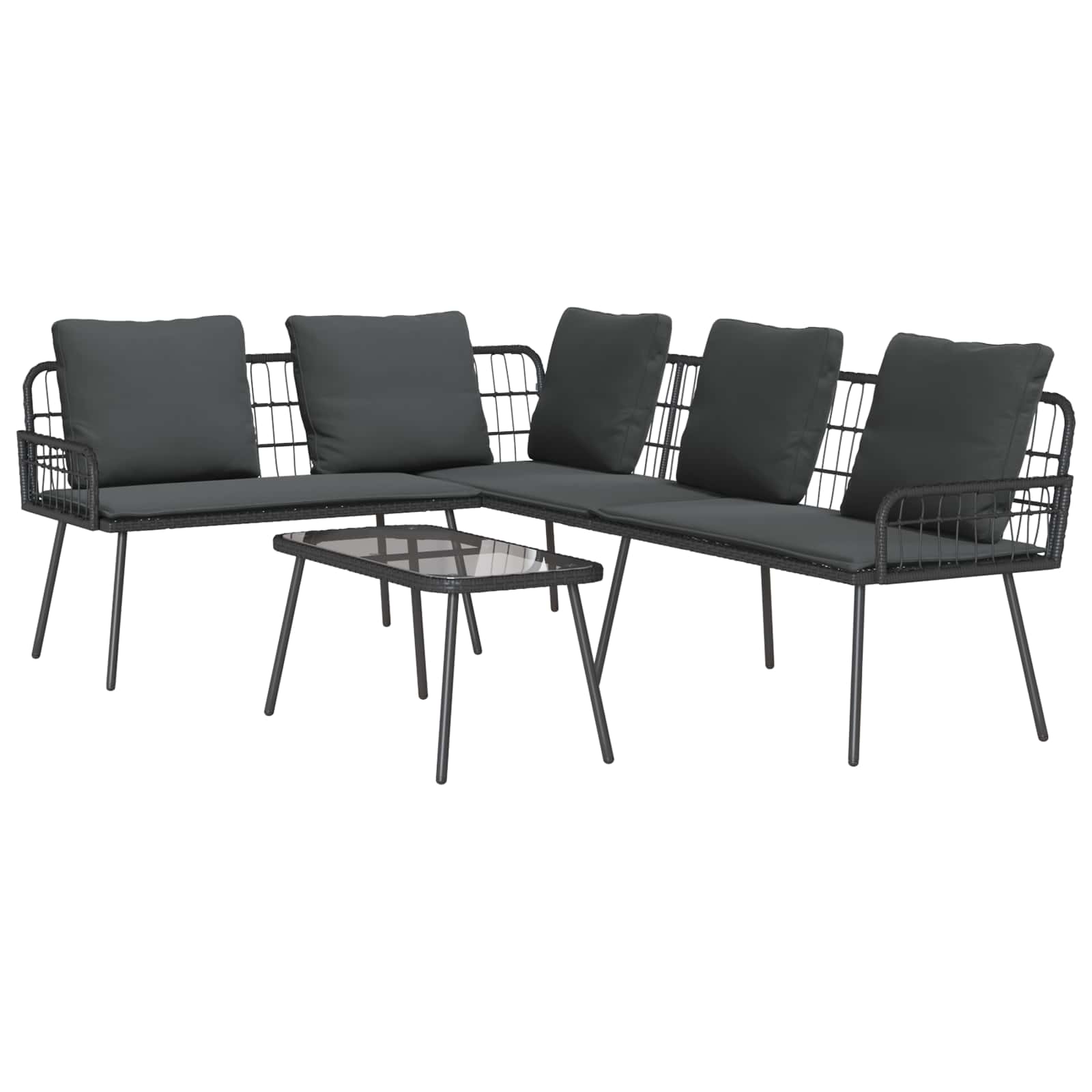 Gartensofa-set 2 stk. Schwarz Poly-Rattan