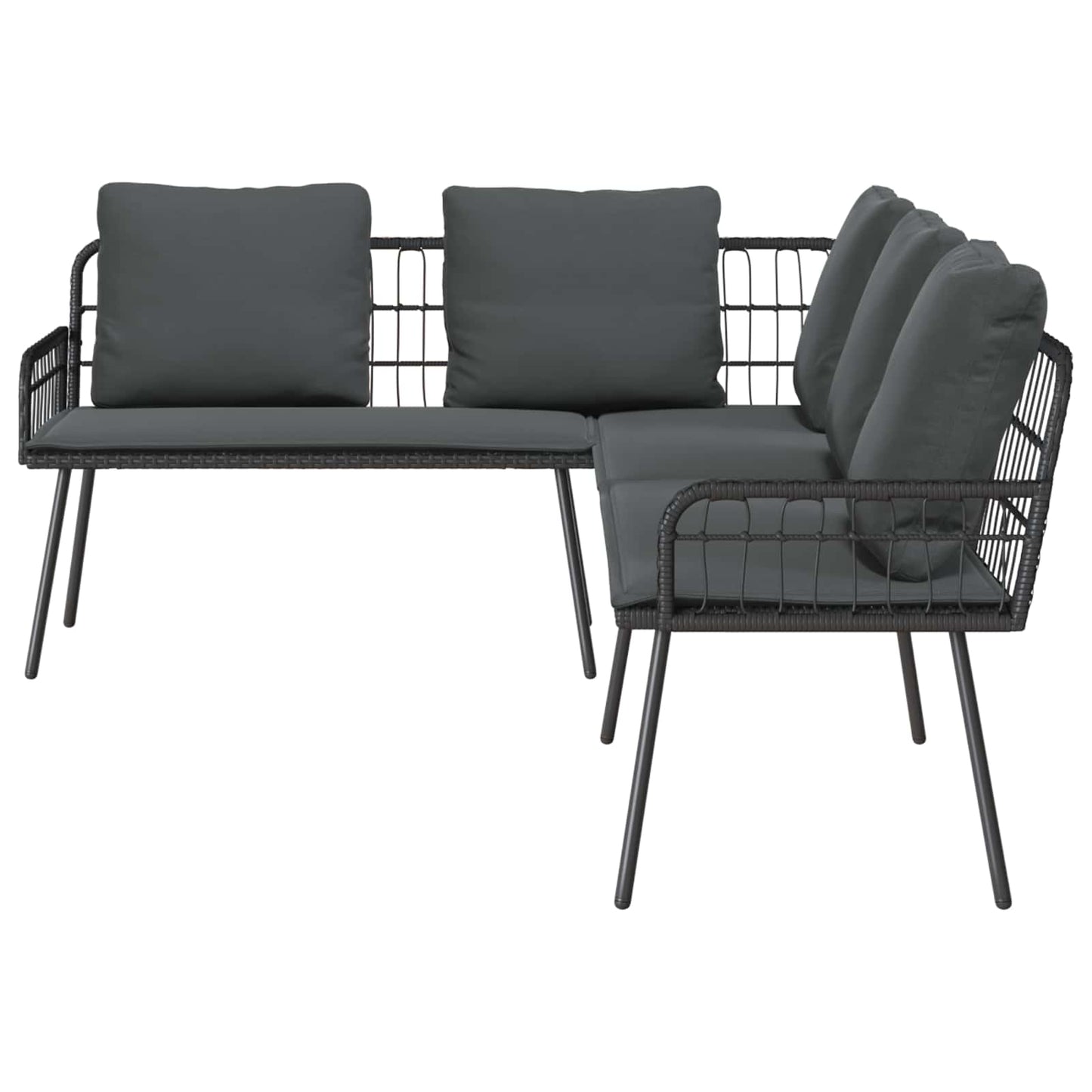 Gartensofa-set mit Kissen 2 pcs Schwarz Poly-Rattan