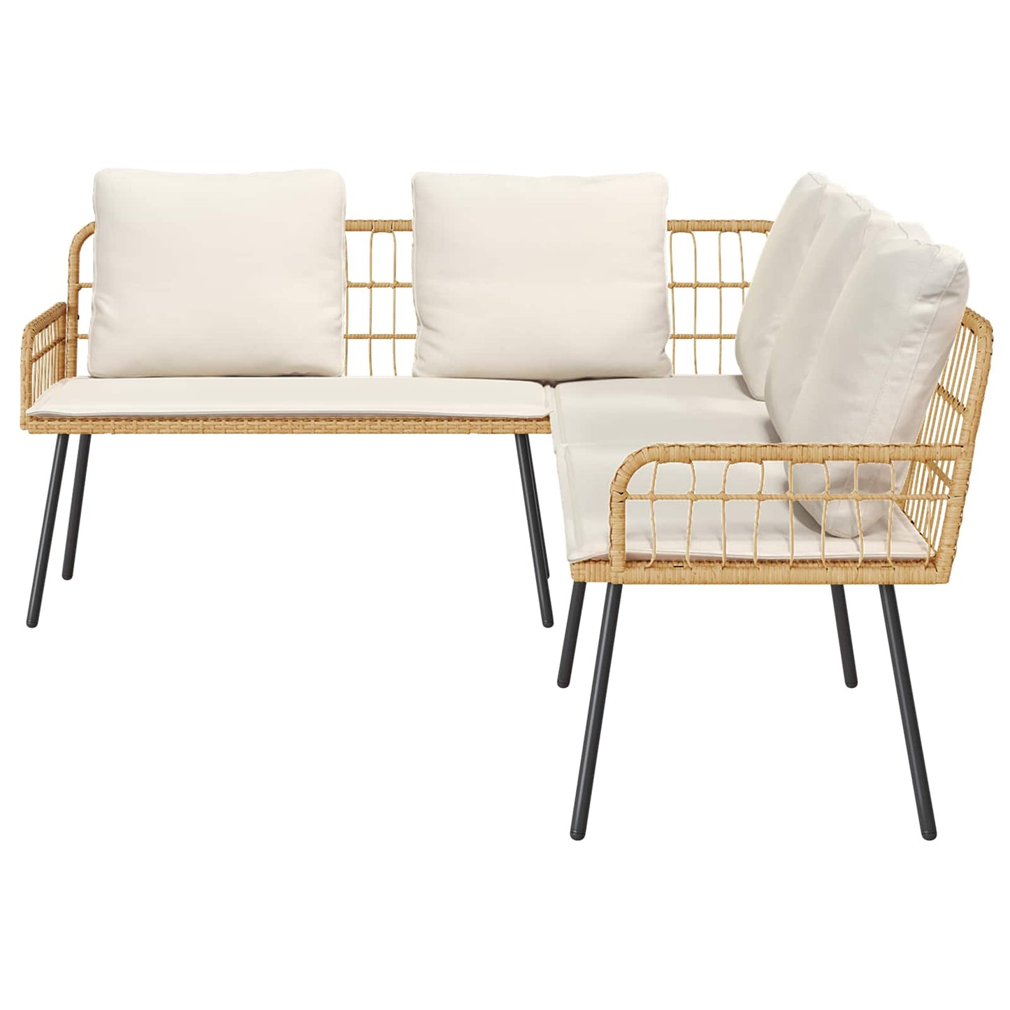 Gartensofa-set 2 stk. Natur Poly-Rattan