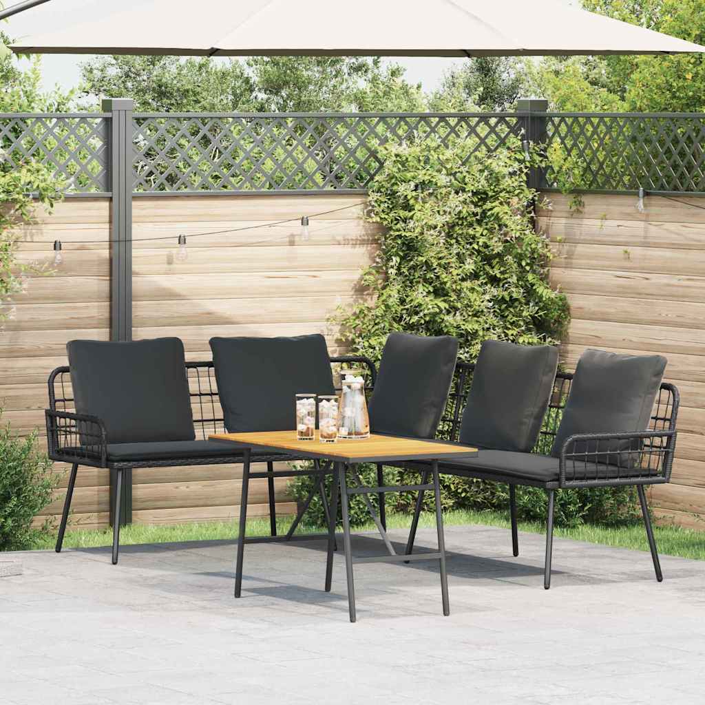 Gartensofa-set 2 Stk. Schwarz Poly-Rattan