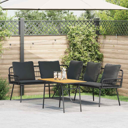 Gartensofa-set 2 stk. Schwarz Poly-Rattan